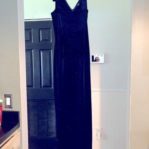Formal sparkly navy blue dress.
